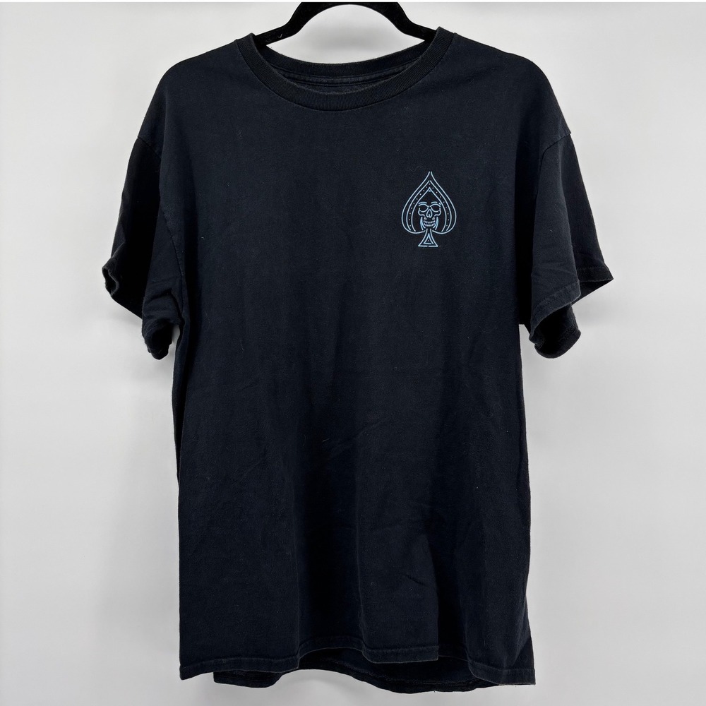 Know Bad Daze Mens Large Black Graphic T-Shirt Blue Skull Spade Tattoo Art Tee
